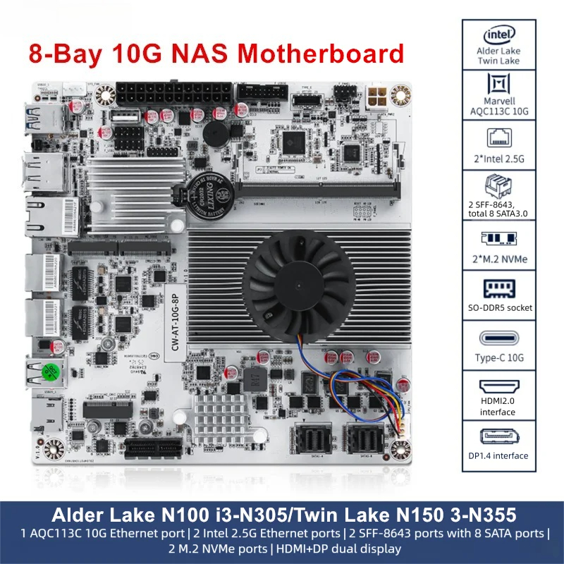 Nas Motherboard 8 Sata Mini Itx - لوحة أم NAS بـ 8 فتحات