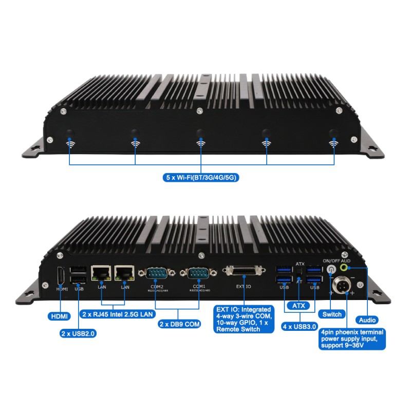 Fanless Industrial Pc Rs485 Core I7 - كمبيوتر صناعي متين بدون مروحة، معالج