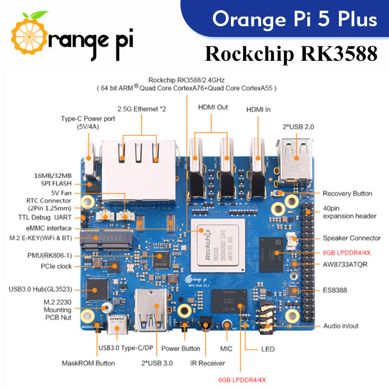أورانج باي 5 بلس، كمبيوتر لوحي - مراجعة Rockchip Rk3588 Development Board وسعره